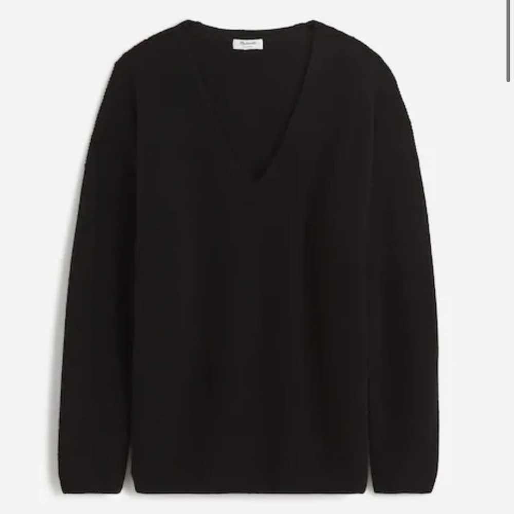 Madewell Ribbed V-Neck Black Cashmere Sweater. Very good condition. Size Large